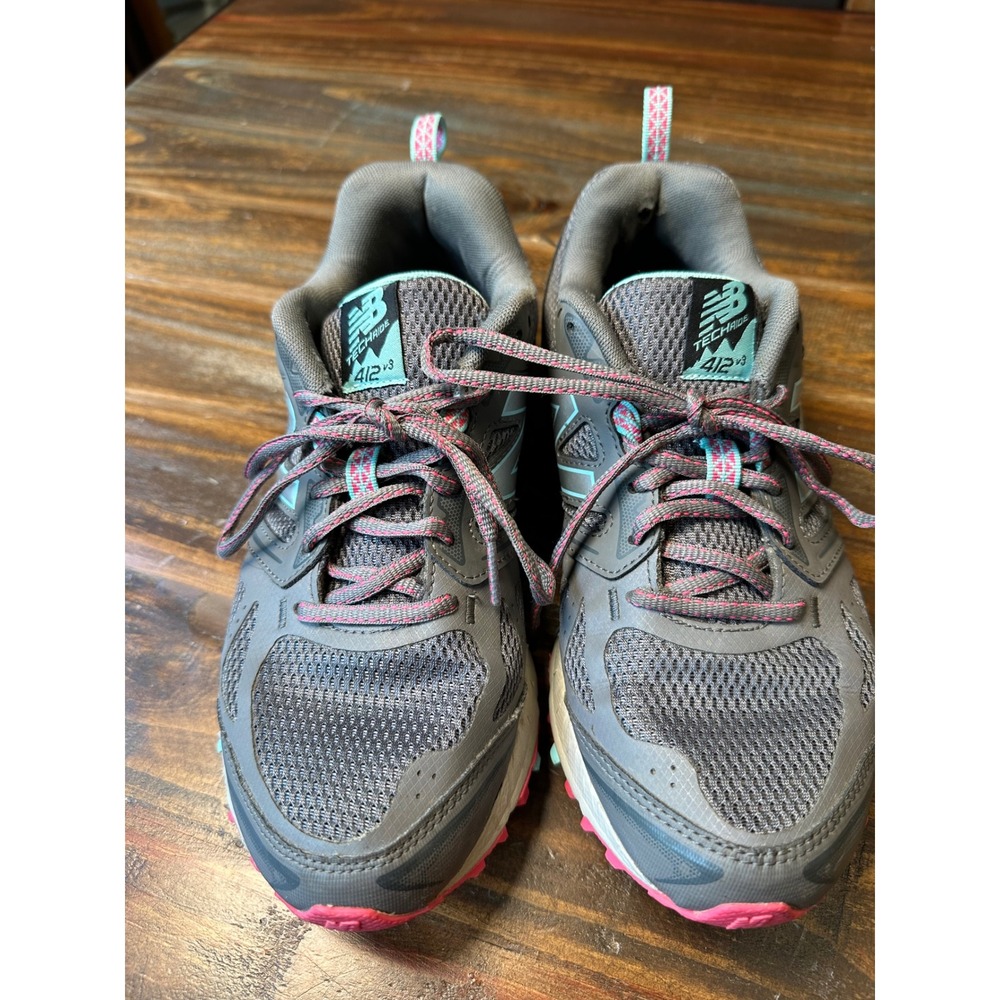 New Balance 412 v3 Tech Ride Trail Running Shoes Grey Pink Teal Womens 9.5 or M8 - Picture 2 of 14